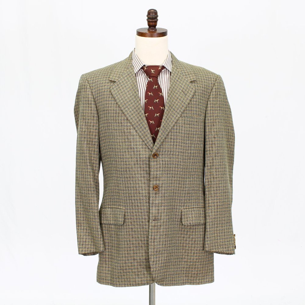 Oxxford Clothes Curators Choice 43L Brown Check 3B Sport Coat Blazer Jacket B950